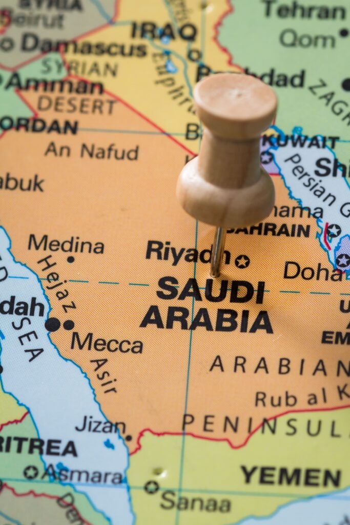 close up of the words saudi arabia on a world map 2026 01 11 10 26 08 utc